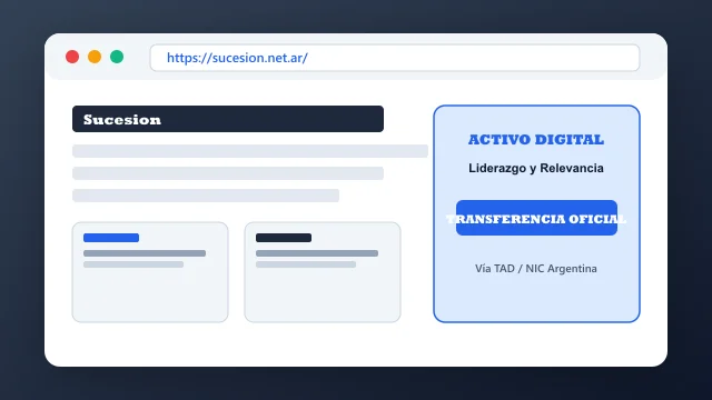 Vista del activo digital estratégico sucesion.net.ar y transferencia formal